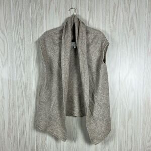 Brochu Walker Wool-Cashmere Gray Sleeveless Draped Oven-Front Cardigan Sweater